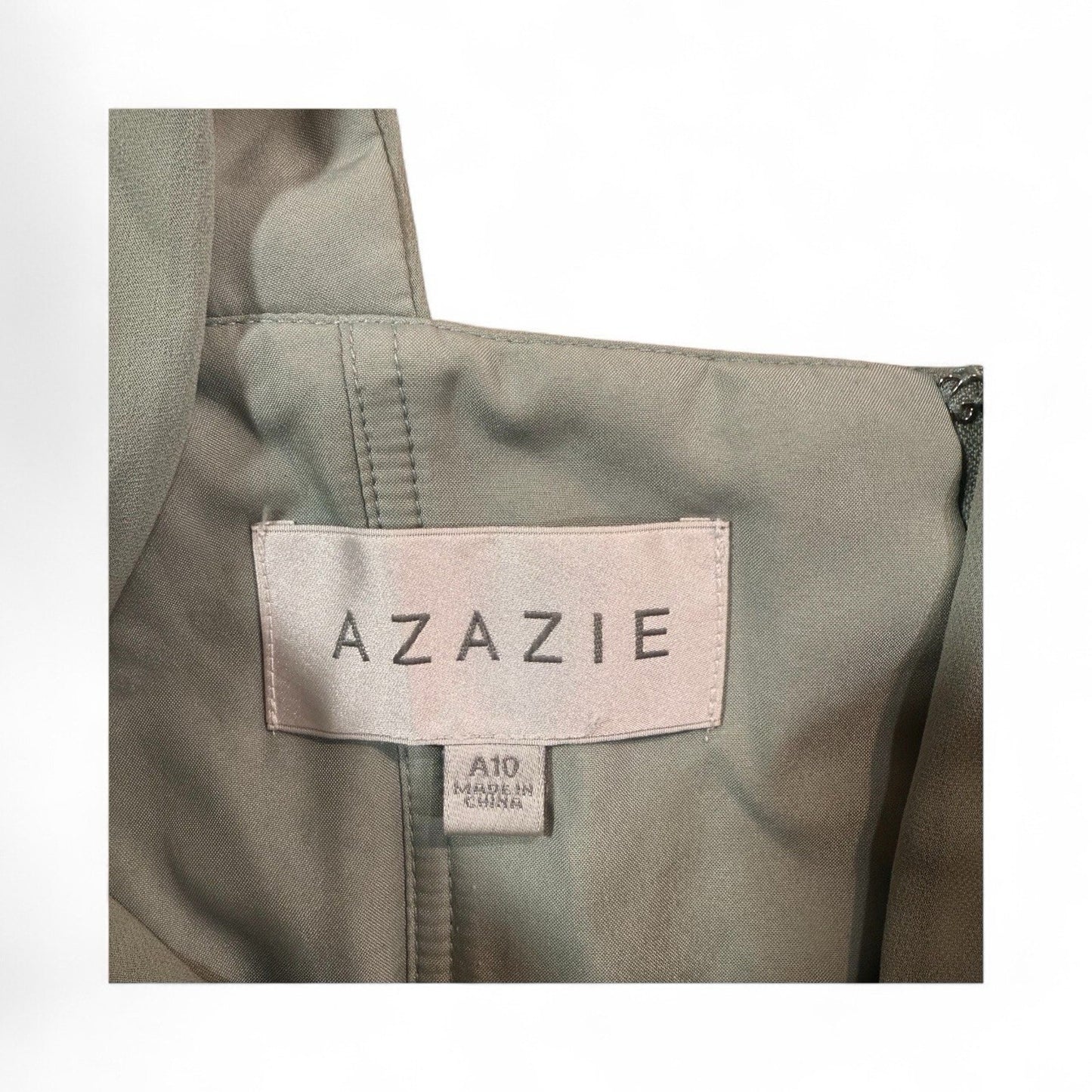 Azazie Dixie Bridesmaid Dress Sage Green Size A10 NWT Formal Gown Women's
