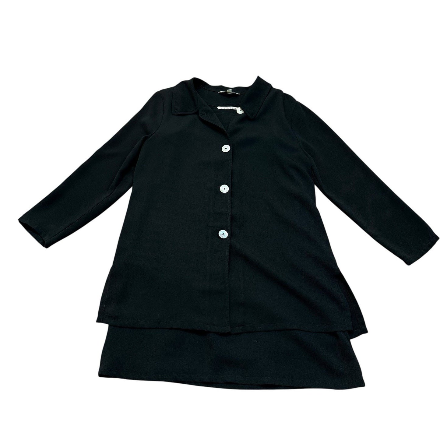 Women's Vintage David Dart Black Button Jacket & Sleeveless Dress Set Petite