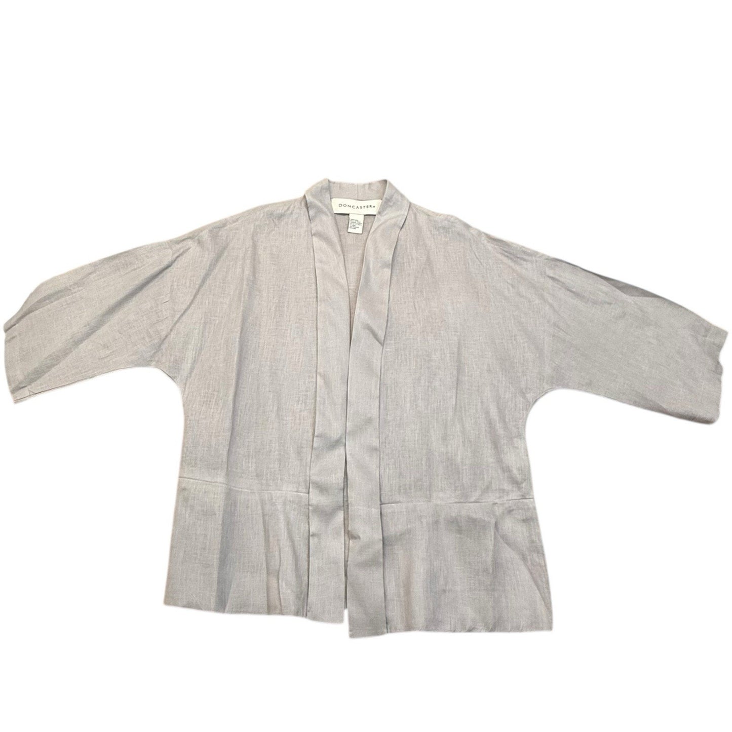 Women's Doncaster Linen Blend Open Front Jacket XS Gray Lightweight Minimalist