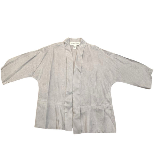 Women's Doncaster Linen Blend Open Front Jacket XS Gray Lightweight Minimalist