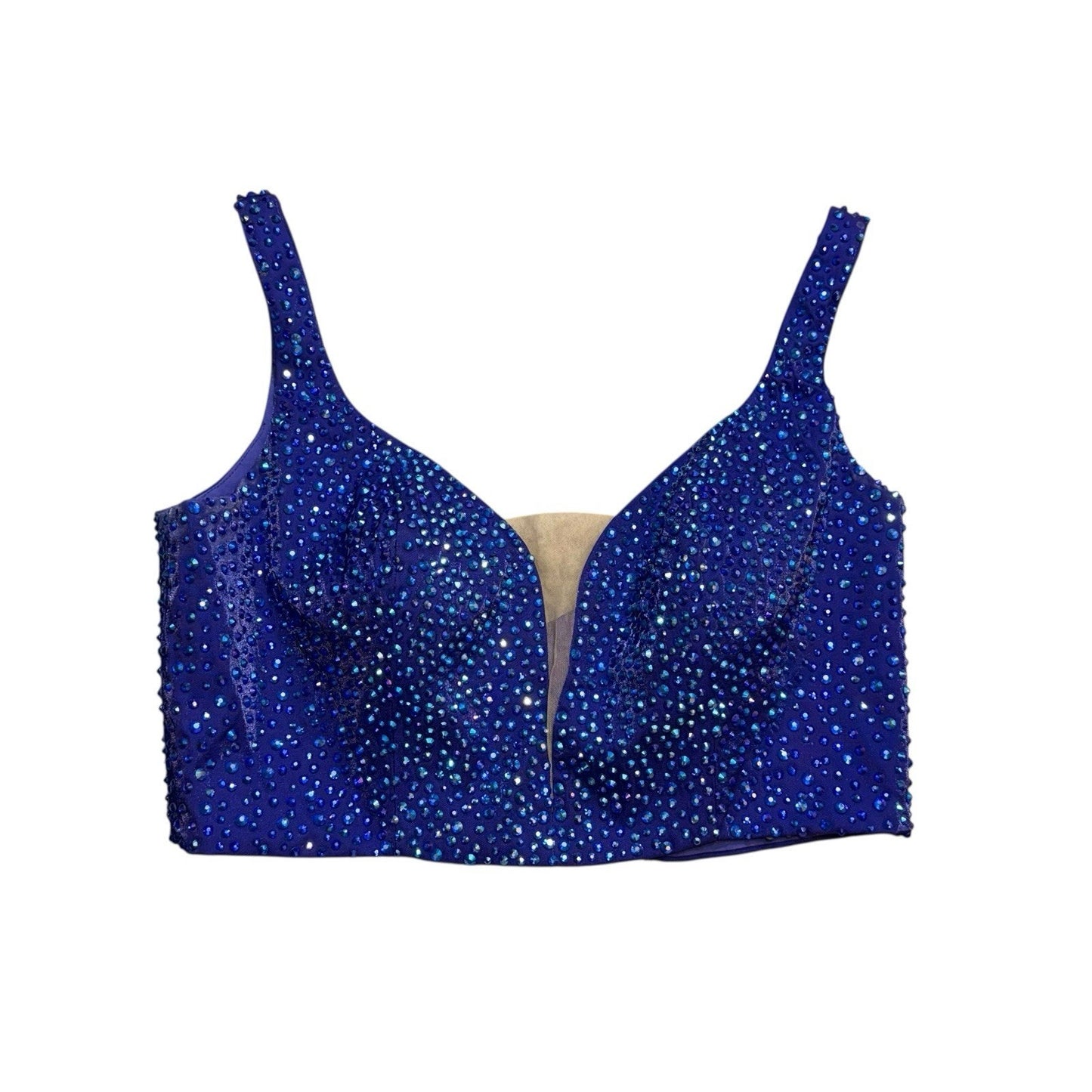La Femme Women’s Size 12 Royal Blue Two-Piece Beaded Formal Prom Dress Long Gown