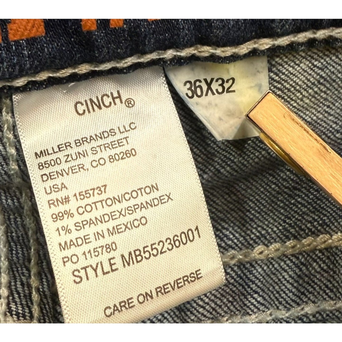 Cinch Ian Jeans Men’s 36x32 Dark Wash Slim Fit Western Denim