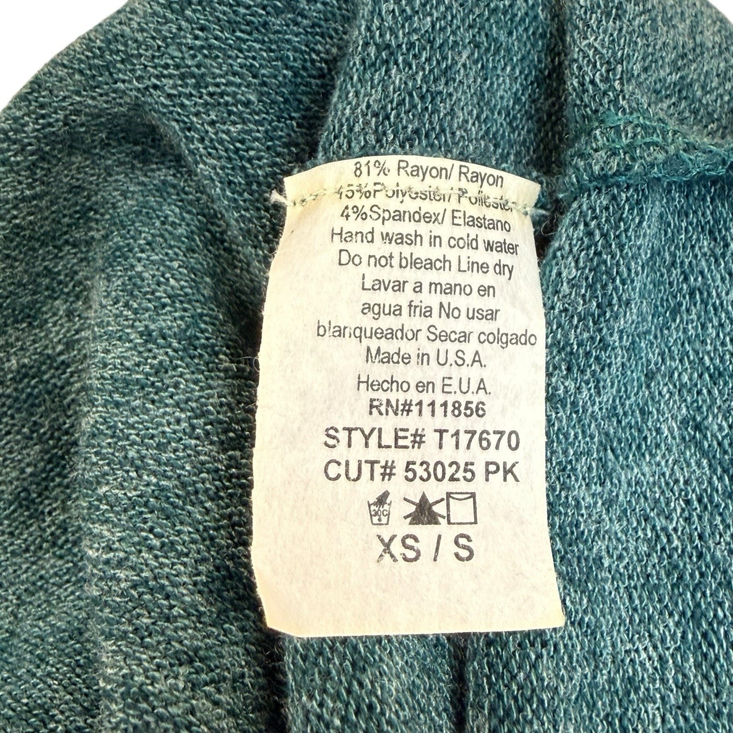 Buru Teal Turtleneck Sweater XS/S Made in USA Layered Hem Women's