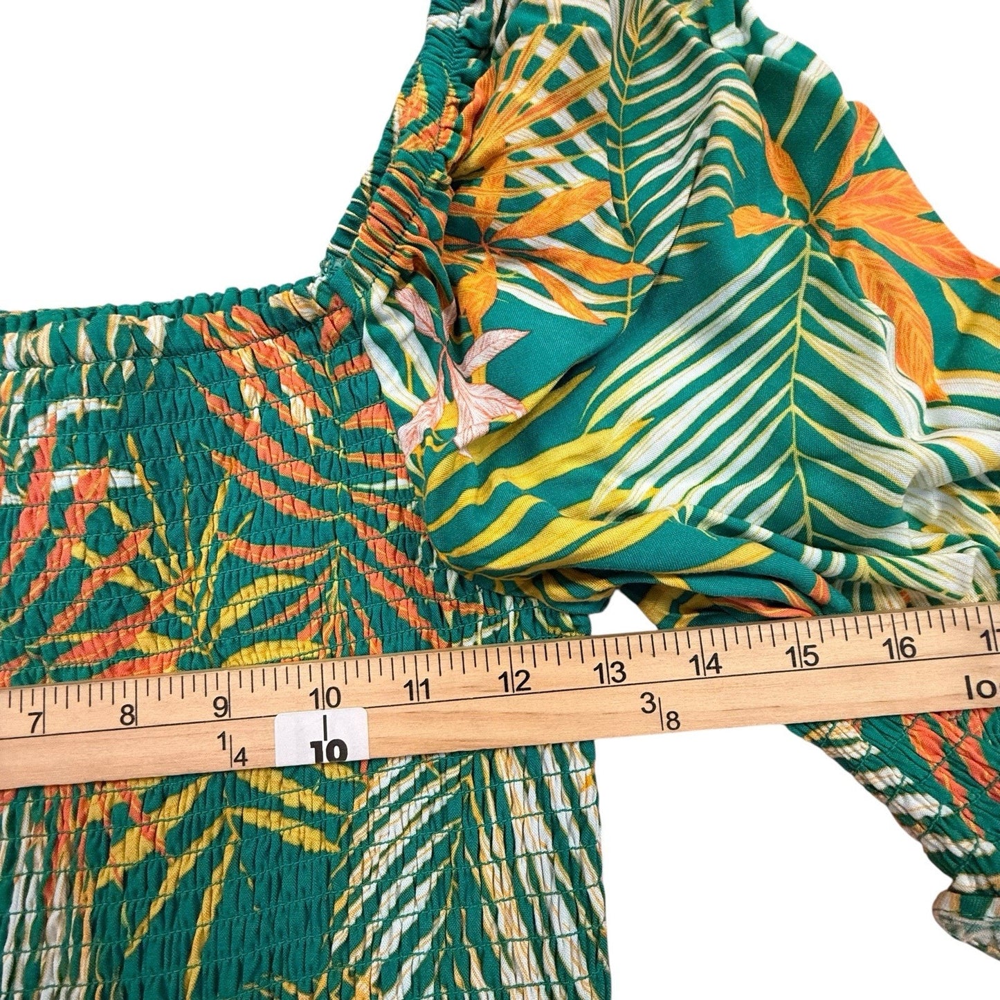 Betsey Johnson Tropical Palm Maxi Dress Smocked Size M Women's