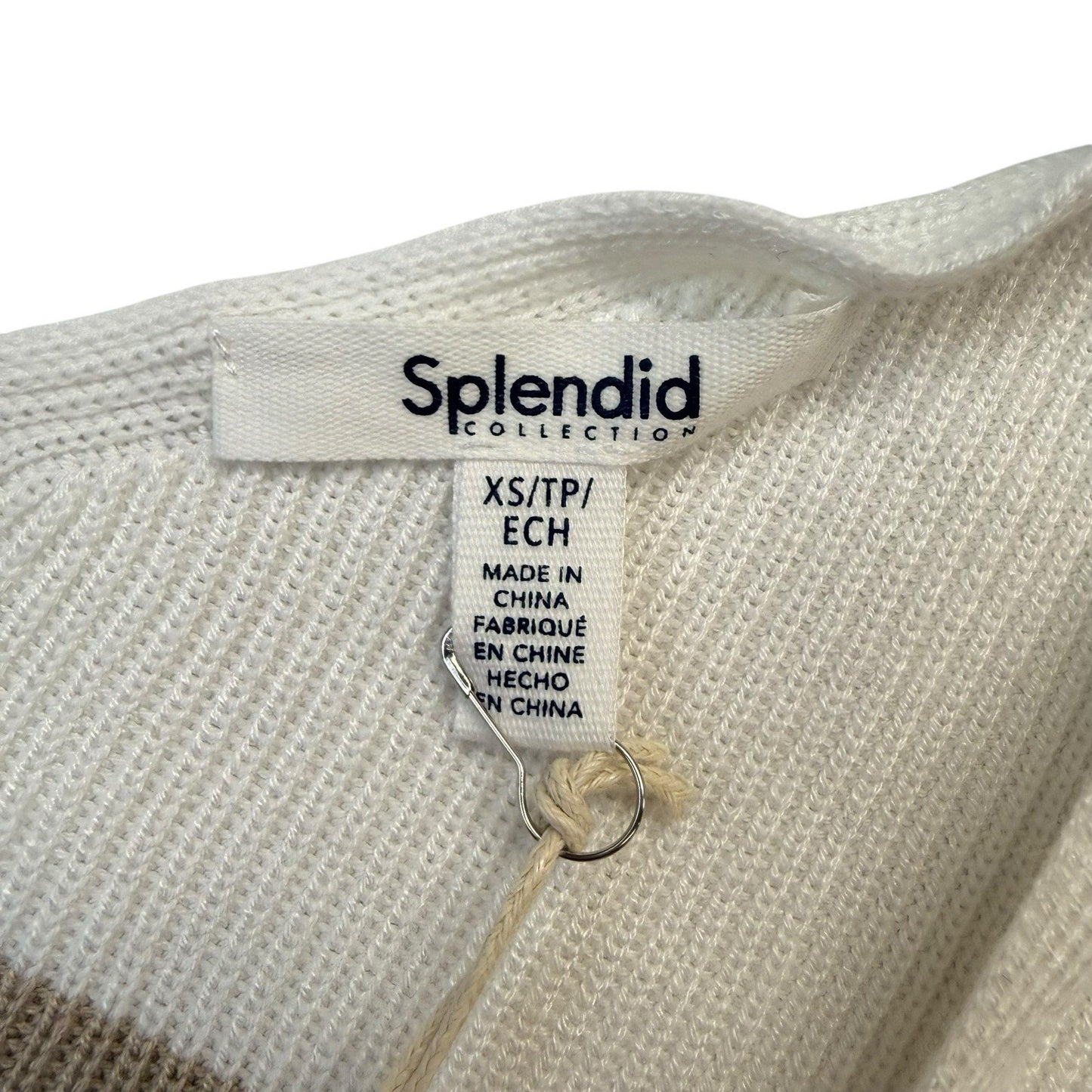 Splendid XS Knit Cami Tank Top Beige Cream Stripe MSRP $118 NWT Blouse Women's