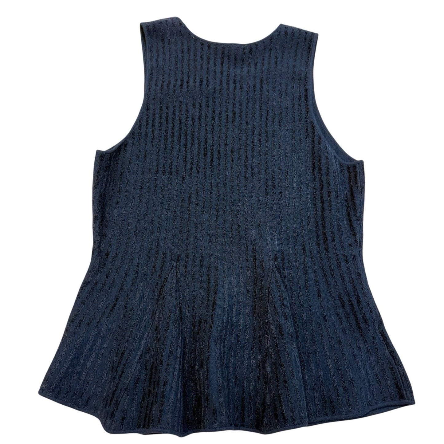 Ann Taylor Navy Knit Peplum Top & Skirt Set Women’s Size L Textured