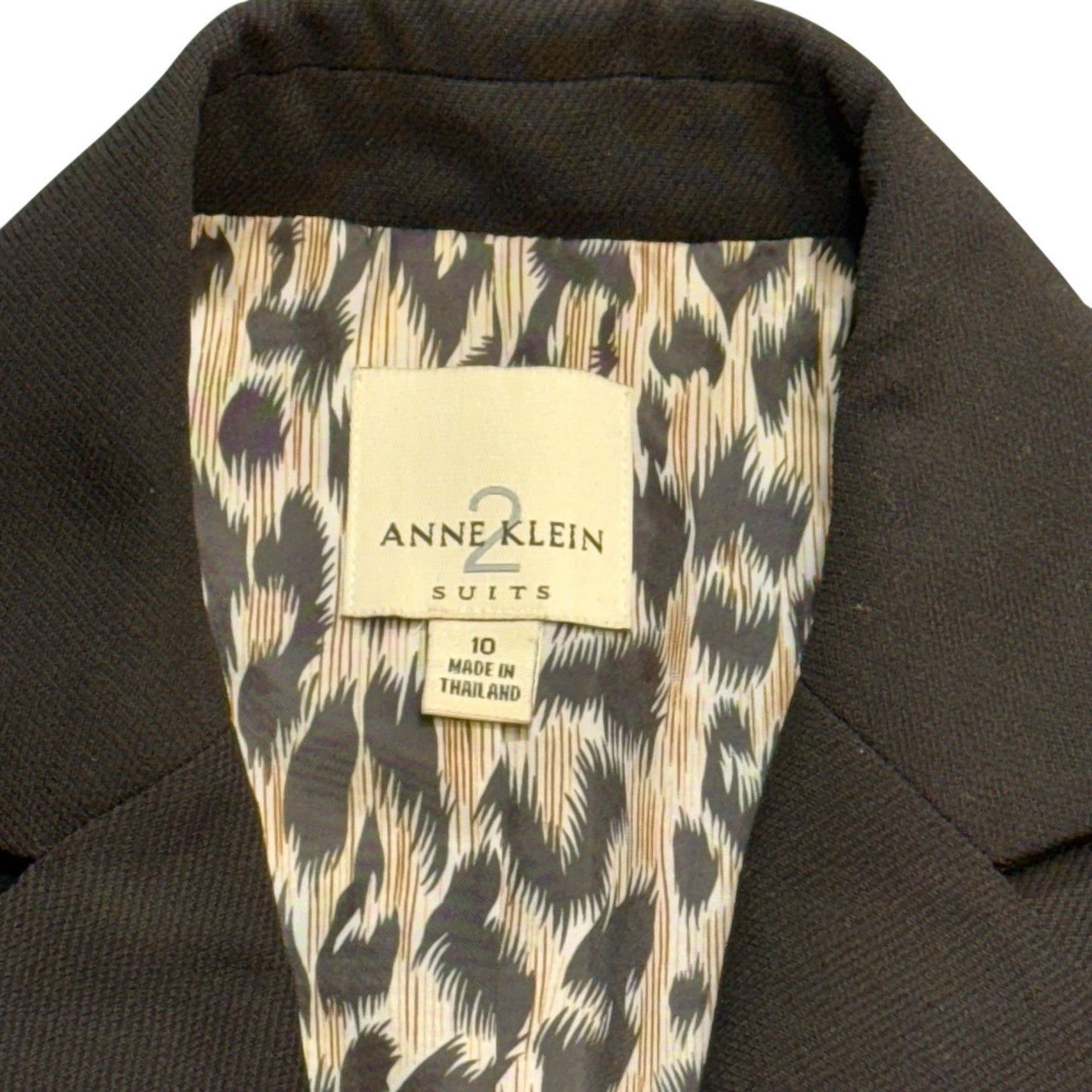 Anne Klein Women’s Brown Skirt Suit, Set Size 10 Blazer & Skirt Lined Leopard