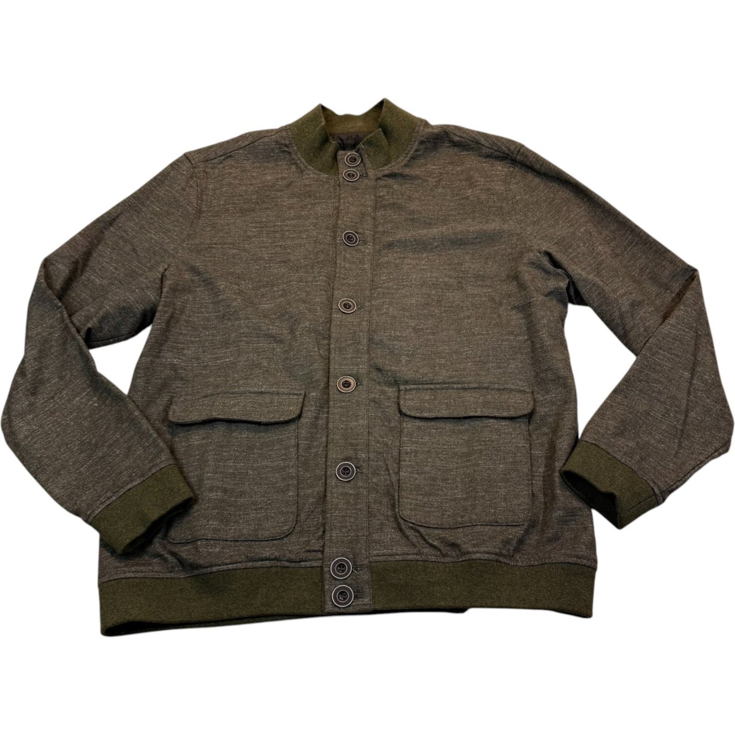 Johnnie-O Men’s Size Large Olive Green Button Front Bomber Jacket Casual Classic