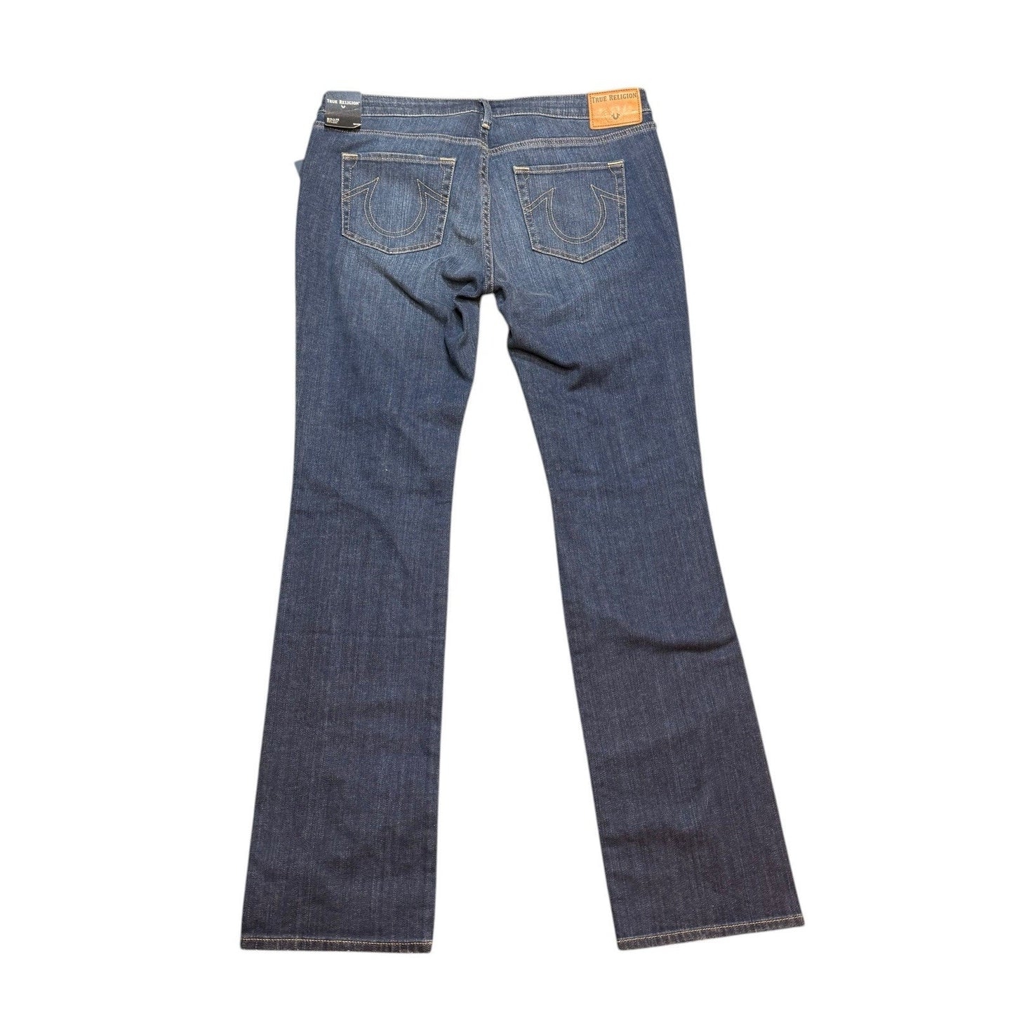 True Religion Billie Mid-Rise Chained Straight Jeans Sz 32 Blue Distressed NWT Women's