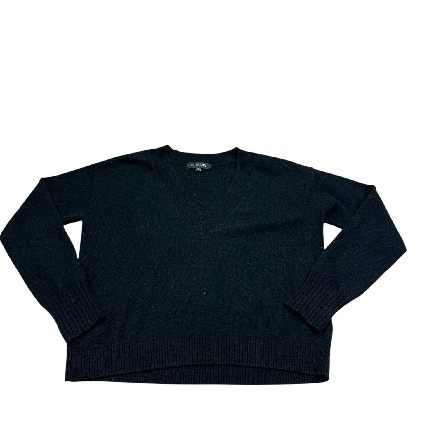 INTERMIX 100% Cashmere V Neck Sweater Black Size S Women's
