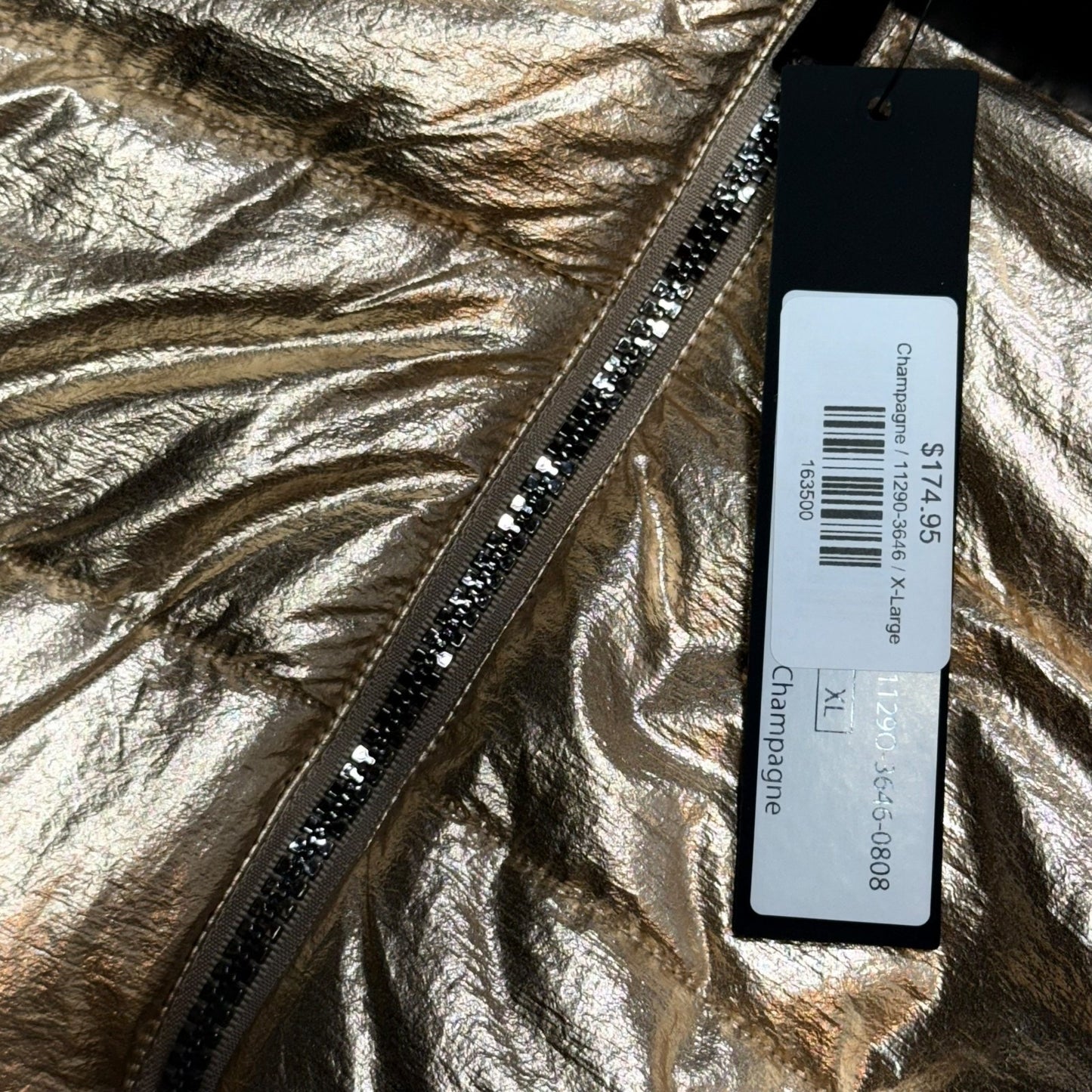 Tribal Reversible Puffer Jacket XL Champagne Metallic Faux Fur Lined Hooded NWT Women's