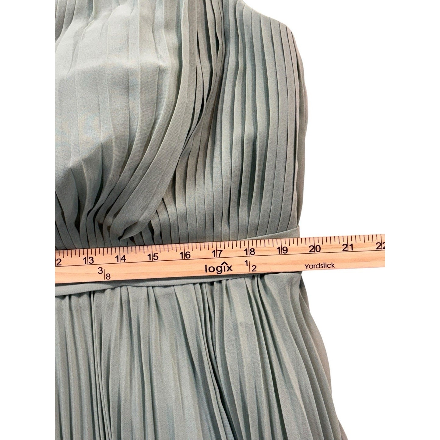 Azazie Women’s A18 Dusty Sage Halter Pleated Chiffon Gown Bridesmaid Dress