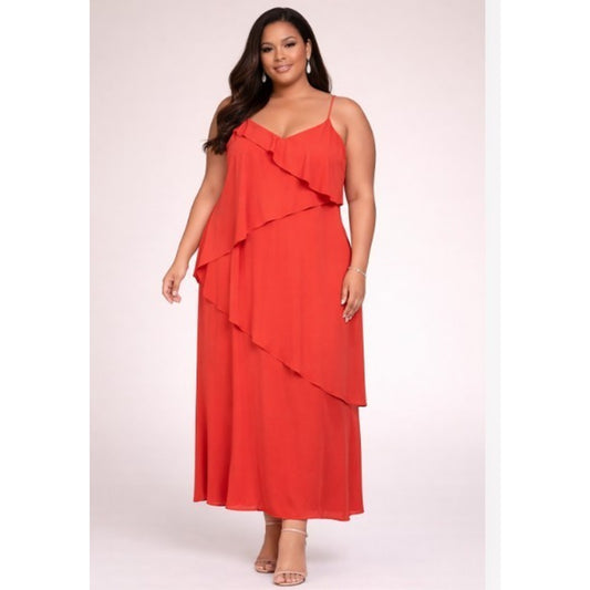 Women's David’s Bridal Coral Chiffon Maxi Dress Size 26 NWT Bridesmaid Spring