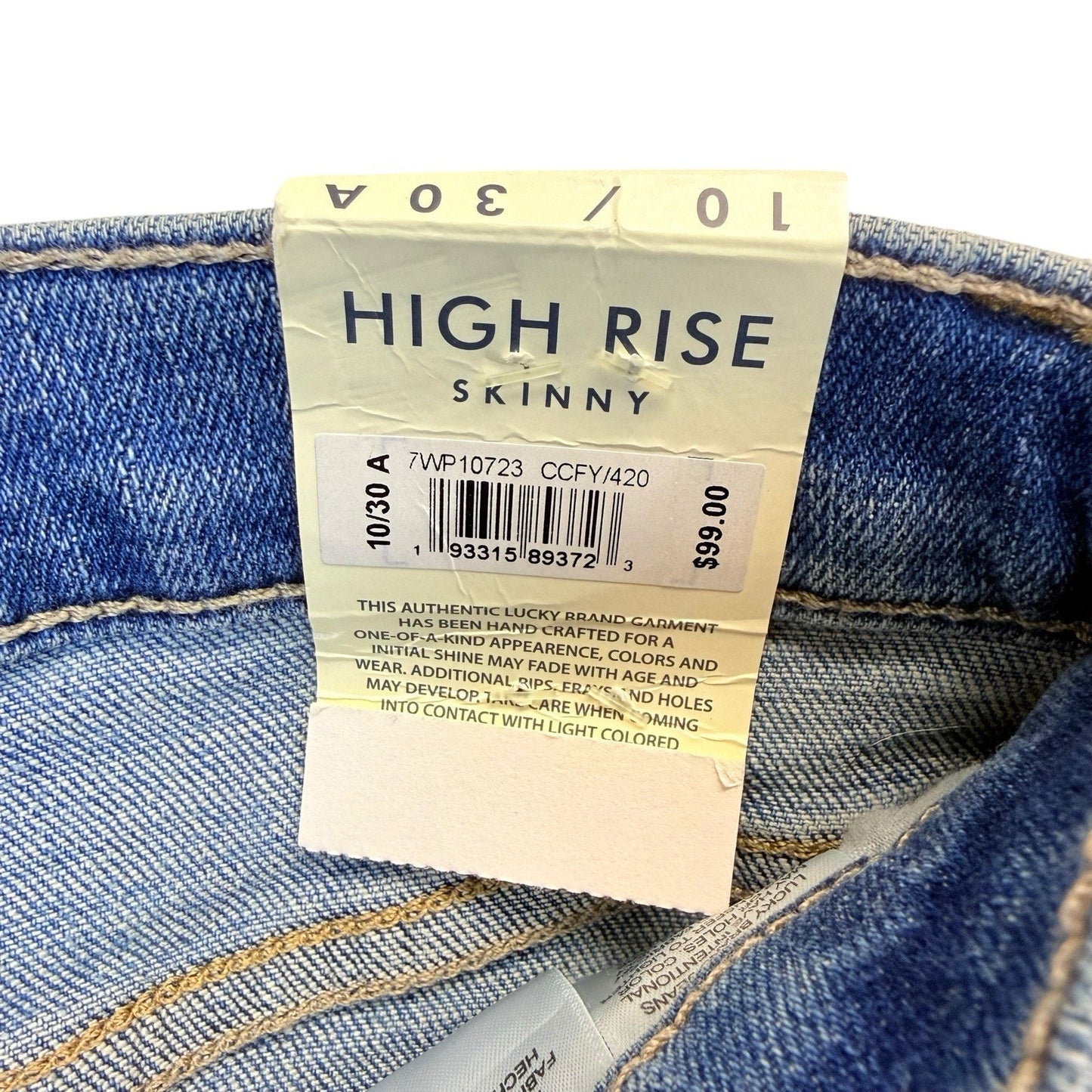 Lucky Brand Bridgette High Rise Skinny Jeans 10/30 Raw Hem NWT Women's