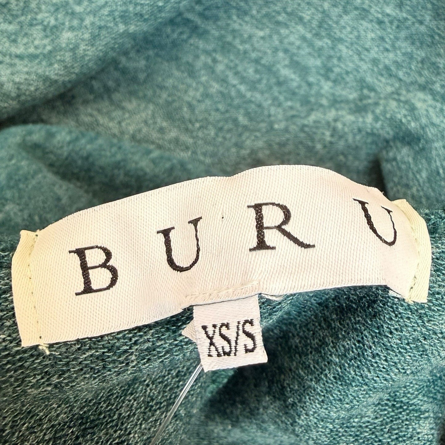Buru Teal Turtleneck Sweater XS/S Made in USA Layered Hem Women's