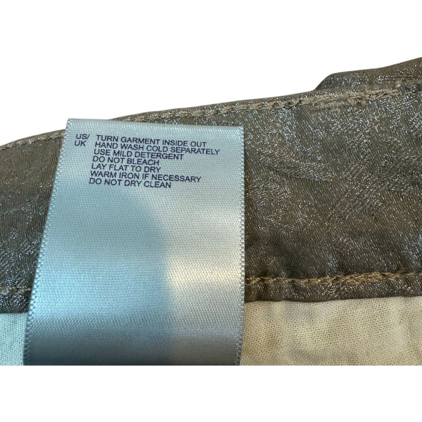 NEW NYDJ Women's Size 12 Super Skinny Brown Pants with Subtle Floral Pattern