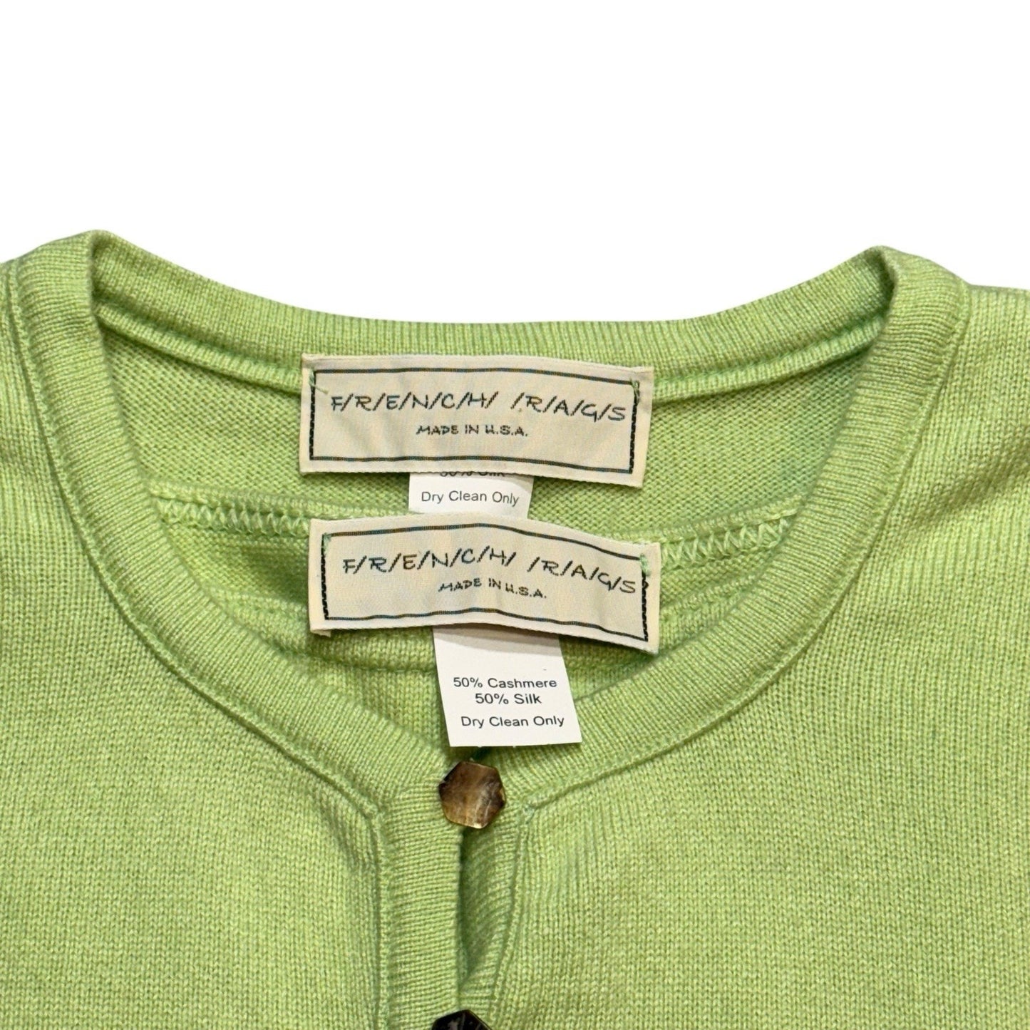 French Rags Women’s Cardigan & Tank Set Size M Green Knit Lightweight Cashmere