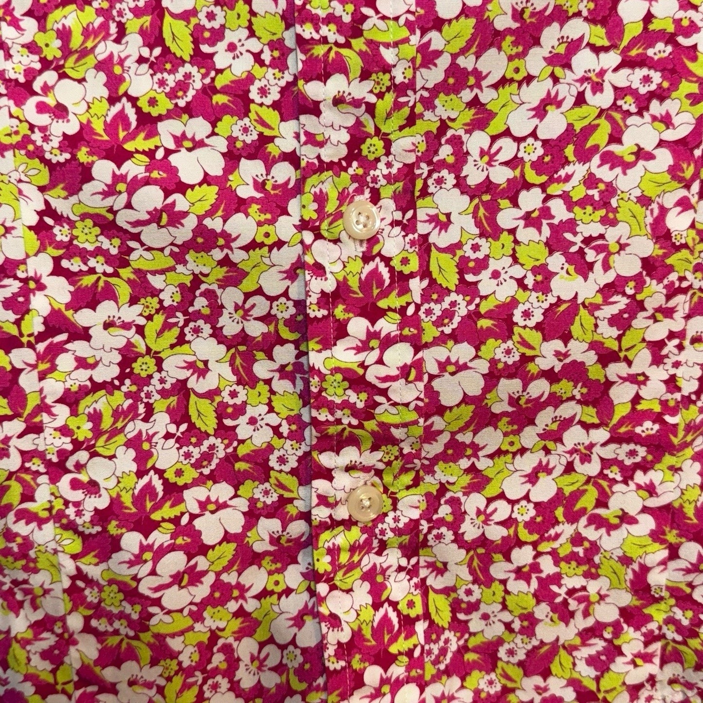 VTG Ralph Lauren Pink Chartreuse Floral Cotton Shirt Women’s Size 4 Button-Up