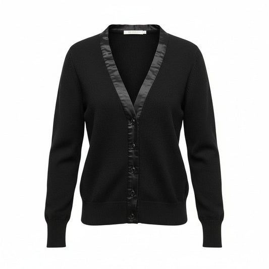 Vintage Perry Ellis Black Cashmere Cardigan Sweater Women’s Small