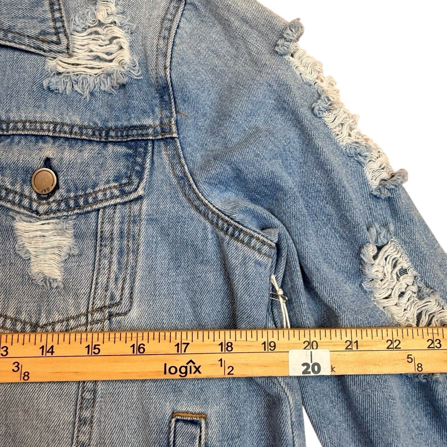 JBD Just Black Denim Distressed Jacket Pearl Detail M NWT Women's