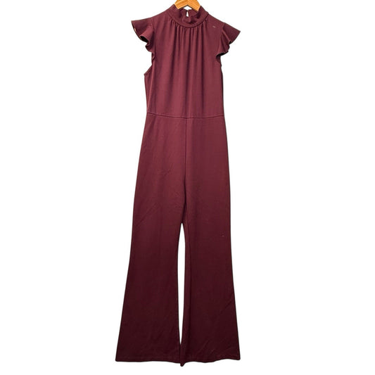 Amanda Uprichard Burgundy Wide Leg Jumpsuit Size L Women's Romper