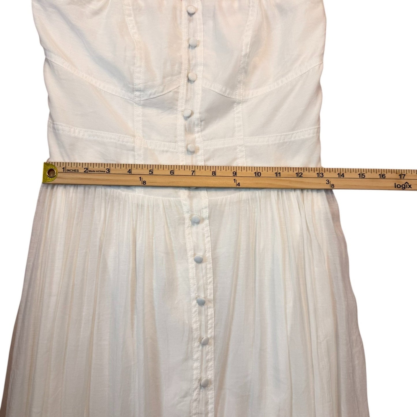 NEW P. Cill Women's Size Small Off White Strapless Maxi Button-Down Tiered Dress