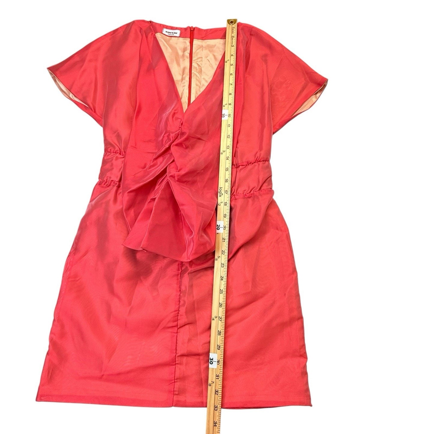 Women's Au Jour Le Jour Coral Bow Front Dress IT Coral Bow Front Dress IT 42 Made Italy