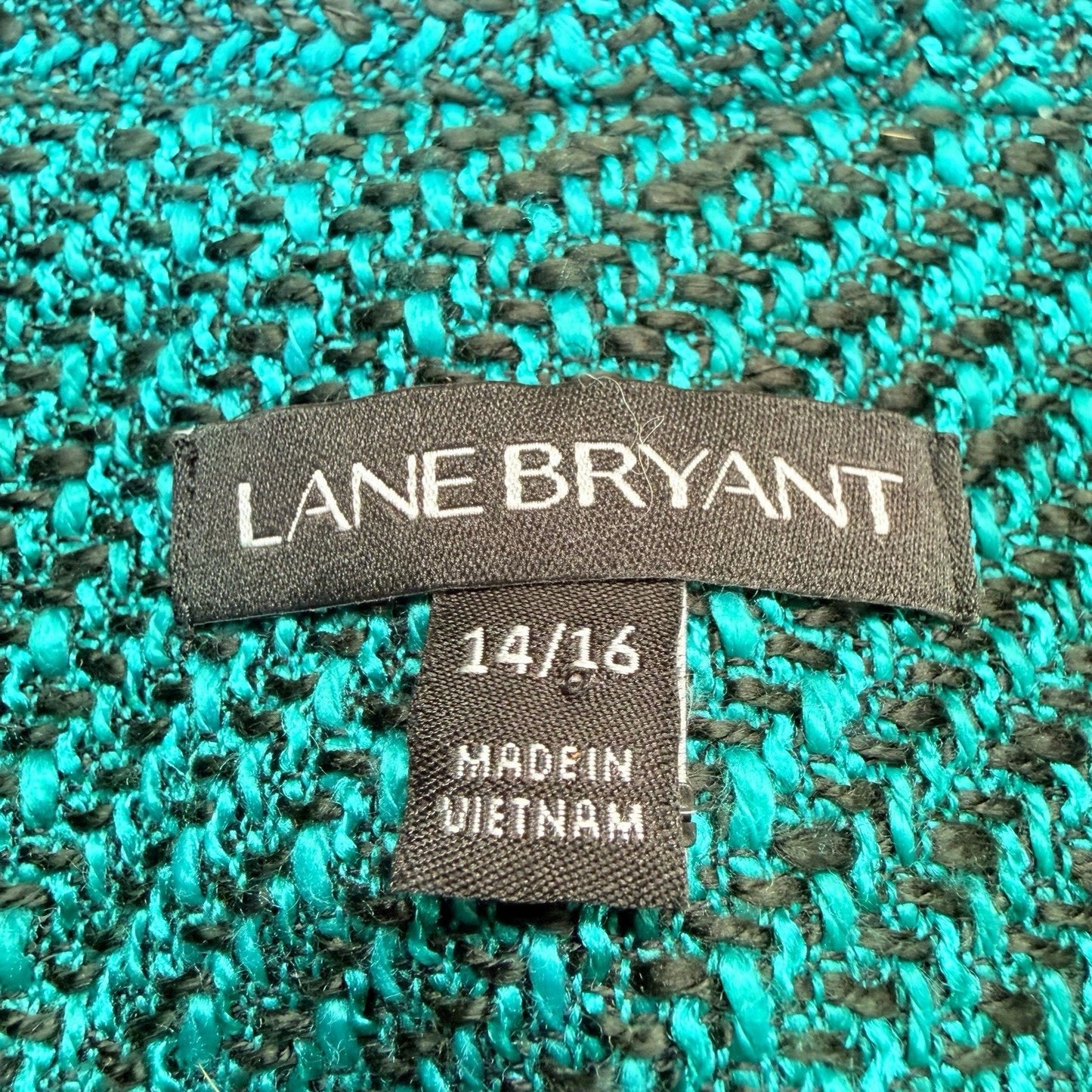 Lane Bryant 14/16 Teal Black Belted Peplum Jacket Women's