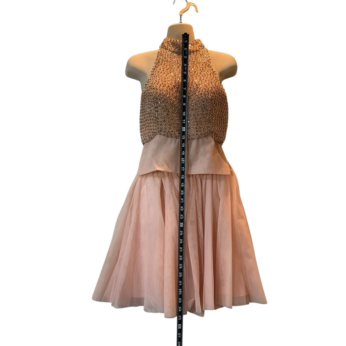 Sherri Hill Size 6 Pink Beaded Two Piece Formal Dress Halter Top A-Line Skirt Women's