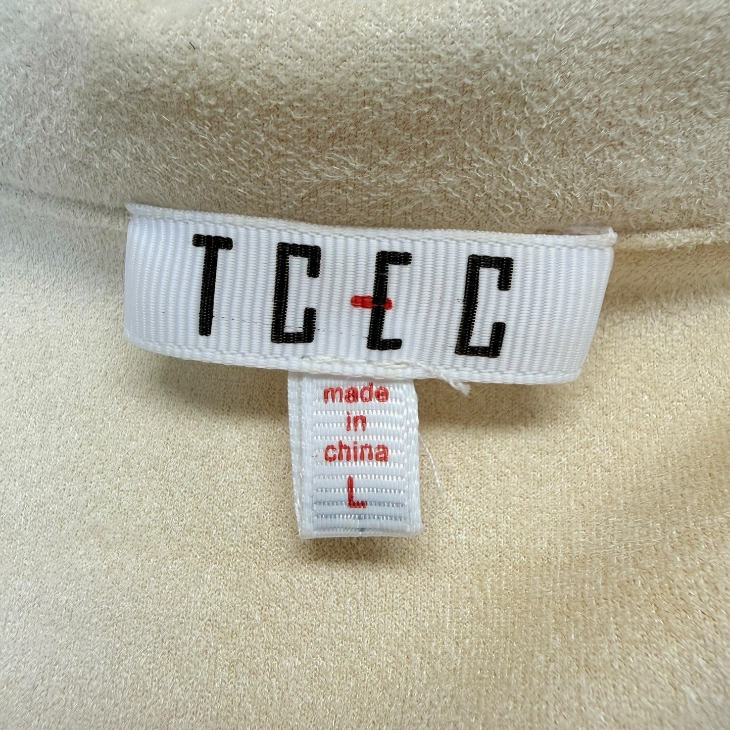 TCEC Fringe Jacket Large Cream Western Boho Moto Blazer Women's