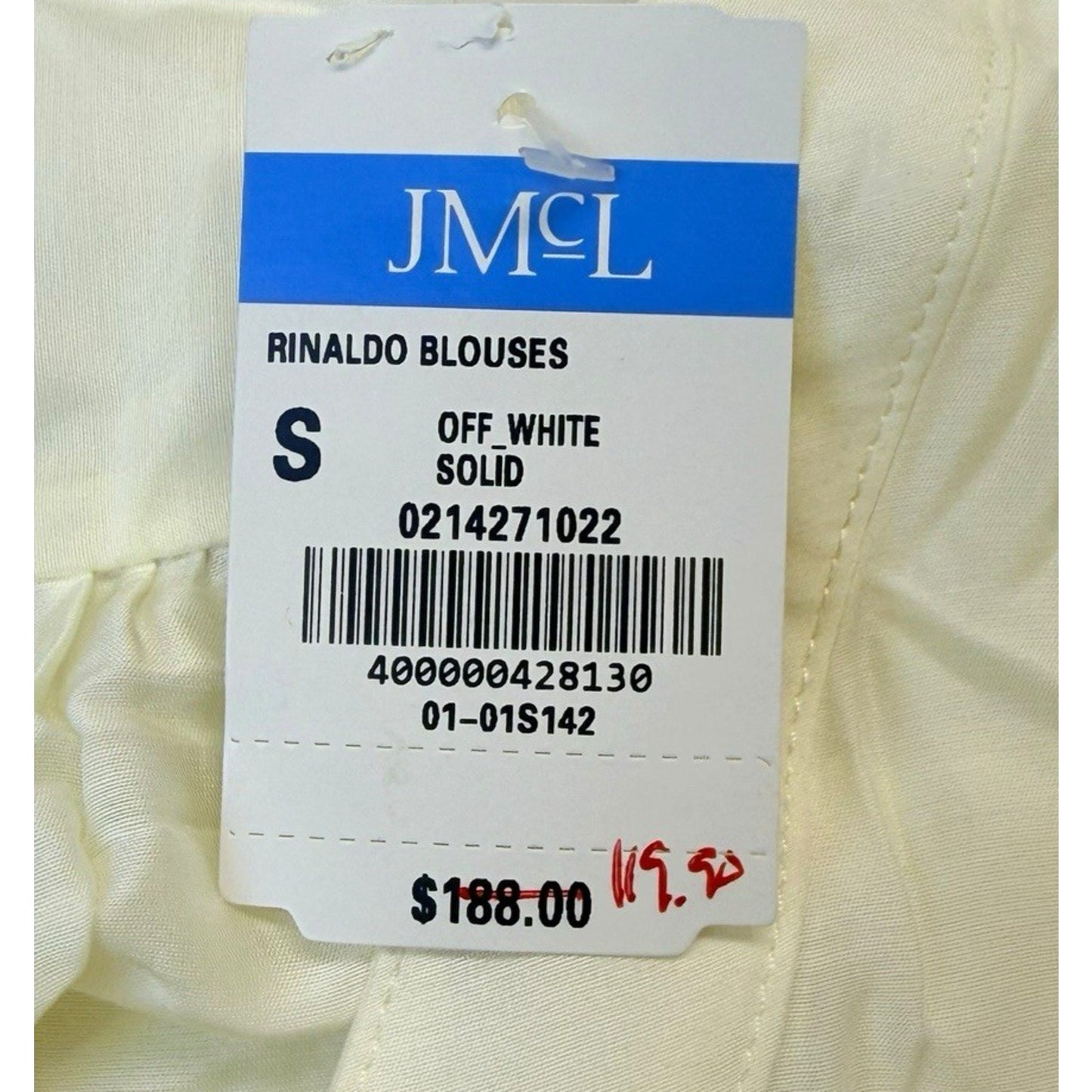 Women's NWT J.McLaughlin Off-White Button Front Blouse Long Sleeve Top Size S