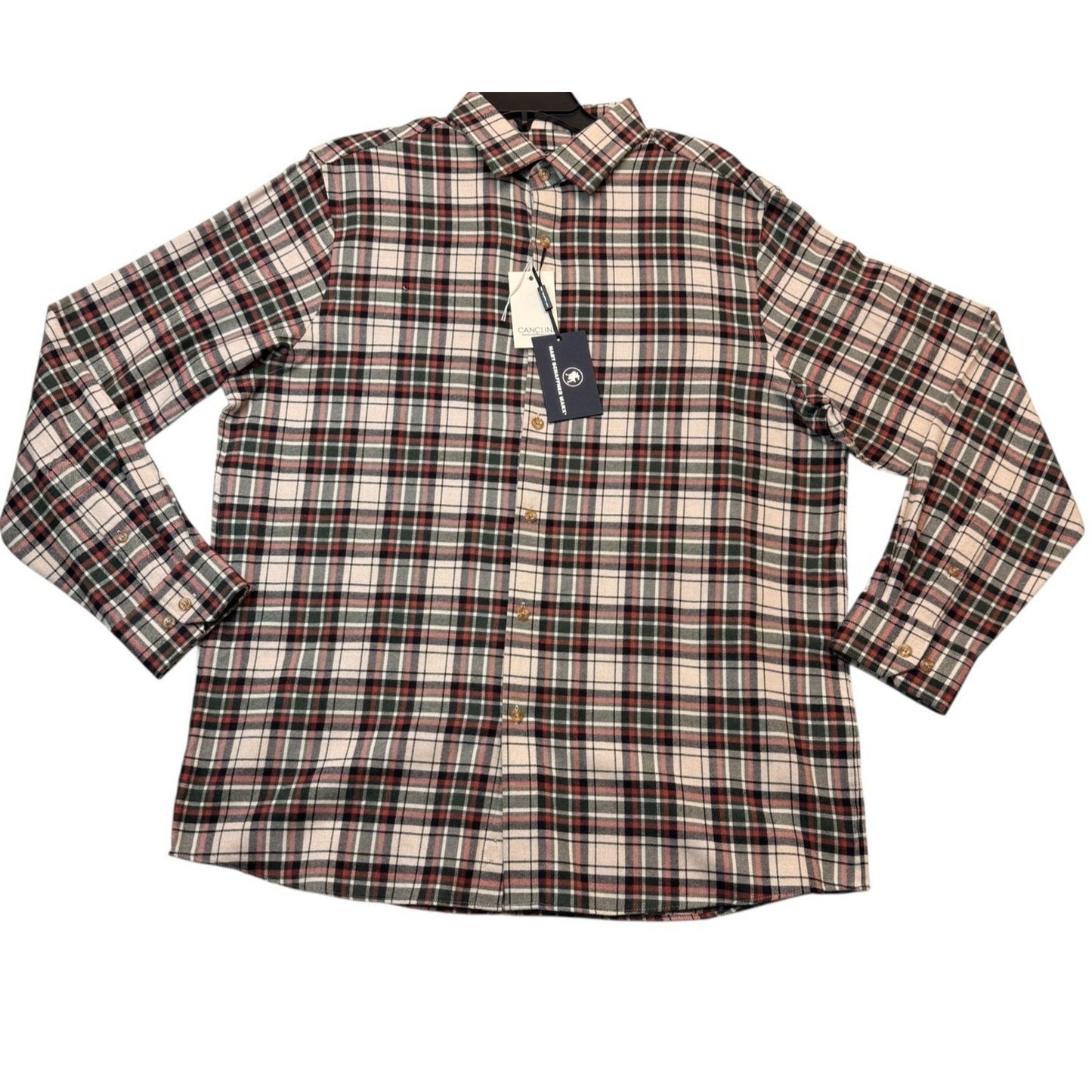 Hart Schaffner Marx Plaid Button Down Shirt Men's Large Green Red Black White New