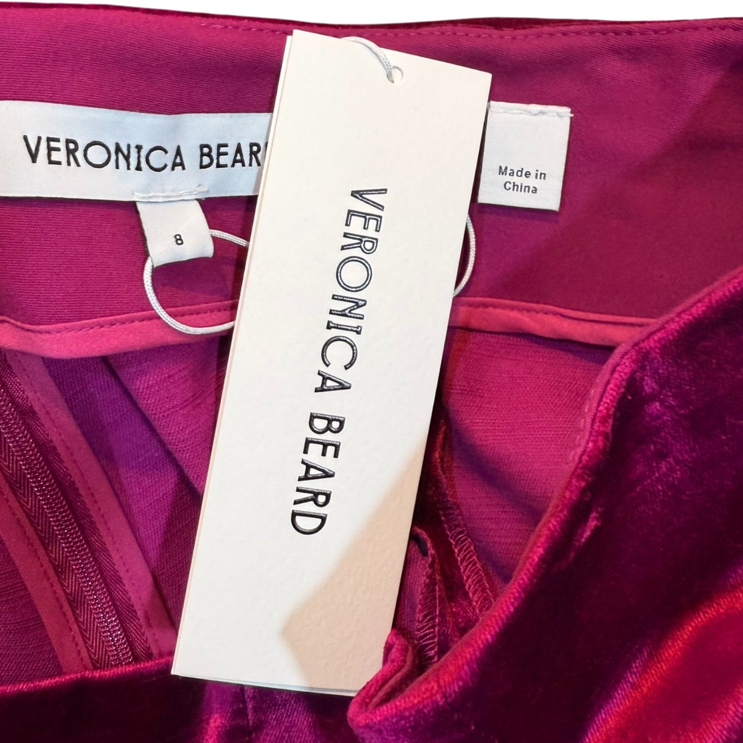 Veronica Beard Honolulu Pants Women’s 8 Fuchsia Velvet Straight Leg NWT