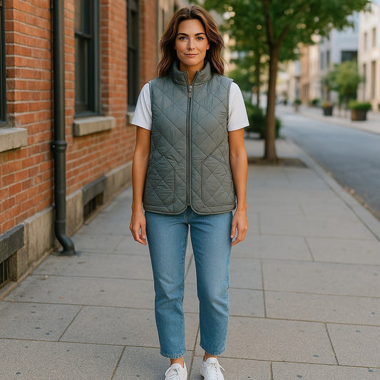 J. Crew Women's Size Small Green Diamond-Quilted Utility Vest 100% Polyester