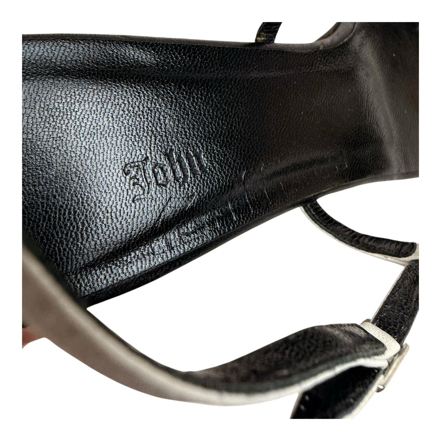 JOHN GALLIANO Black Leather Floral Shoes/Sandals EU 36 US 6 w/ Iconic Newspaper Box Women's