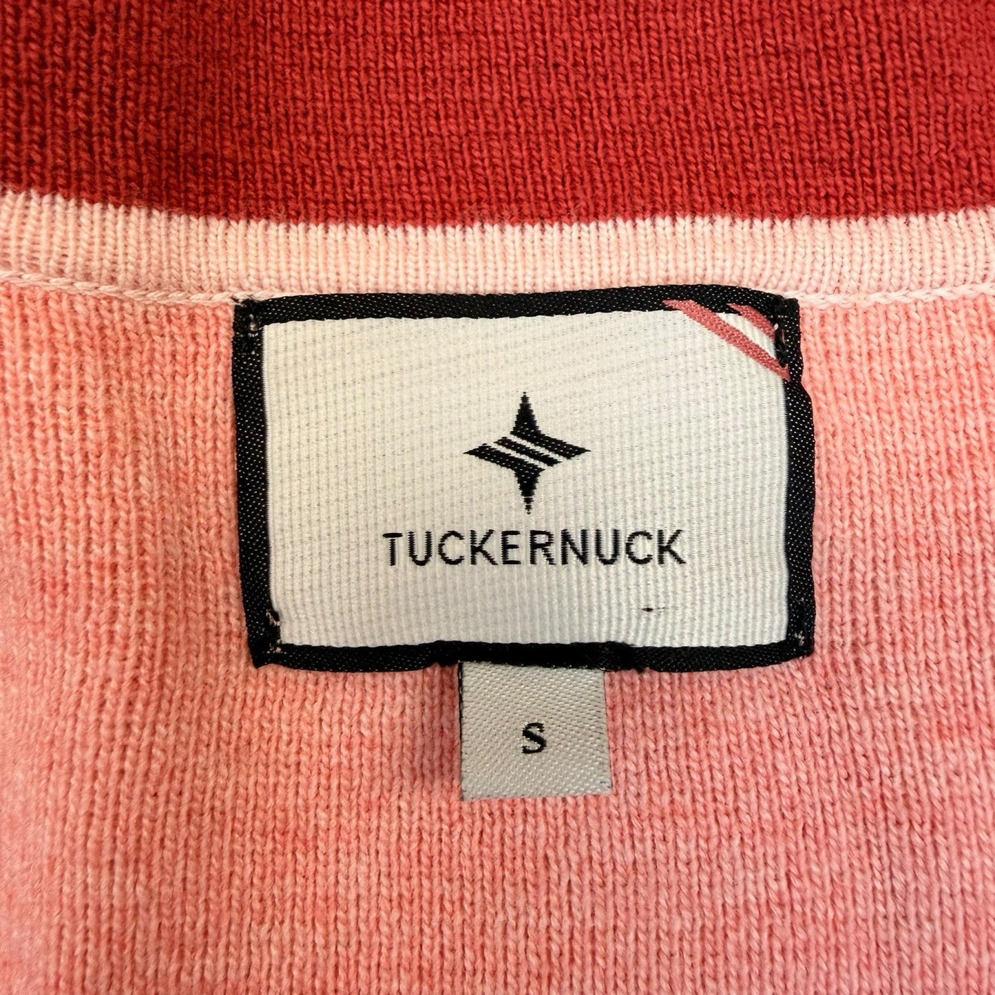 TuckerNuck Cardigan Women's S Pink Red Trim Button Preppy Sweater