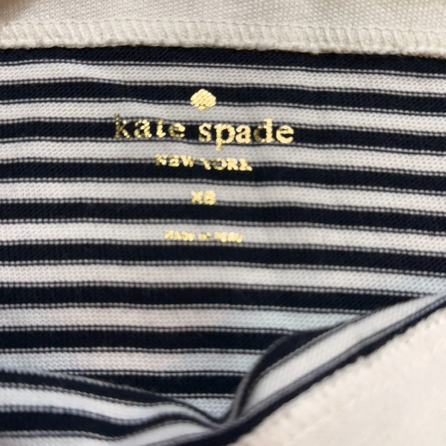 Y2K Kate Spade New York Striped Long Sleeve Graphic Top XS Let’s Fly Away Women's Blouse