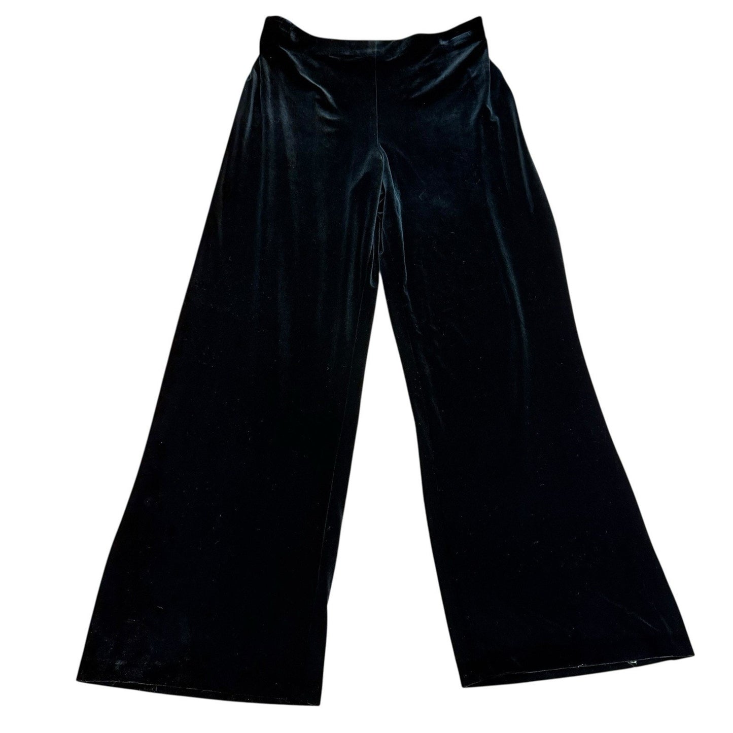 Alex Evenings Black Velvet Pants Women's Size L Wide Leg Dress Pants NWT