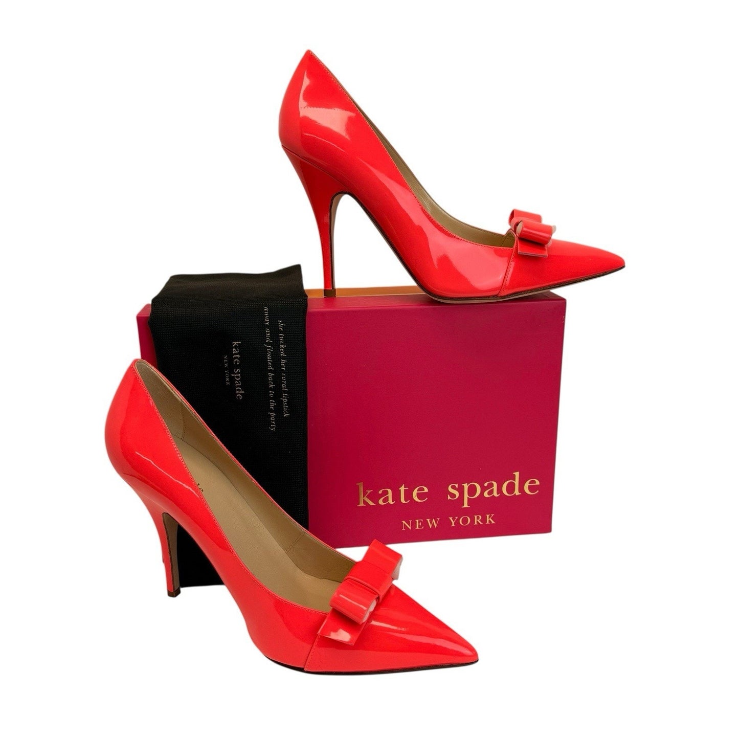 Women's Kate Spade Lilia Geranium Patent Bow Pumps/Heels/Shoes 8.5 M NIB S1041544