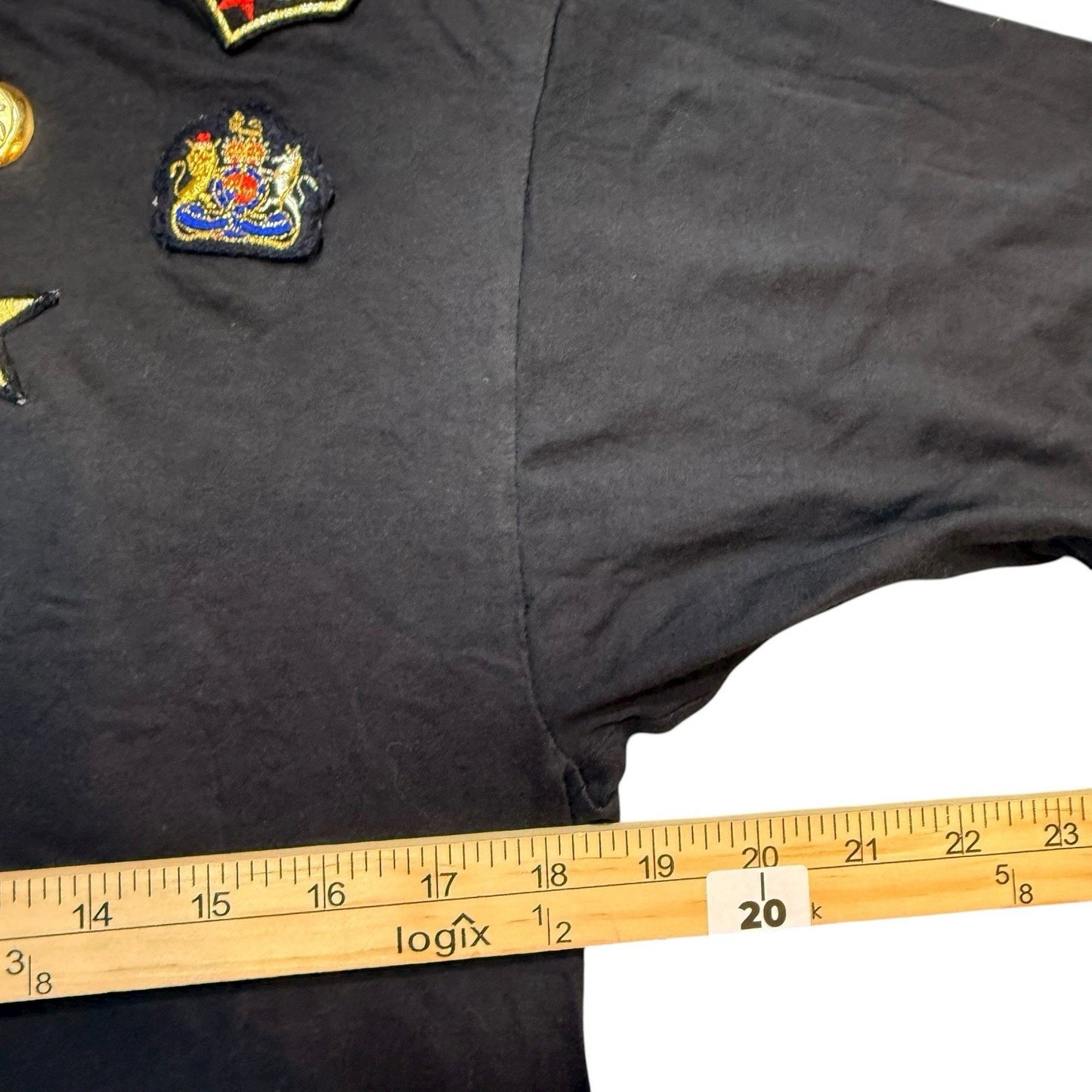 Claude Pretin Vintage Women’s Medium Black Military Patch T-Shirt Embroidered Stars