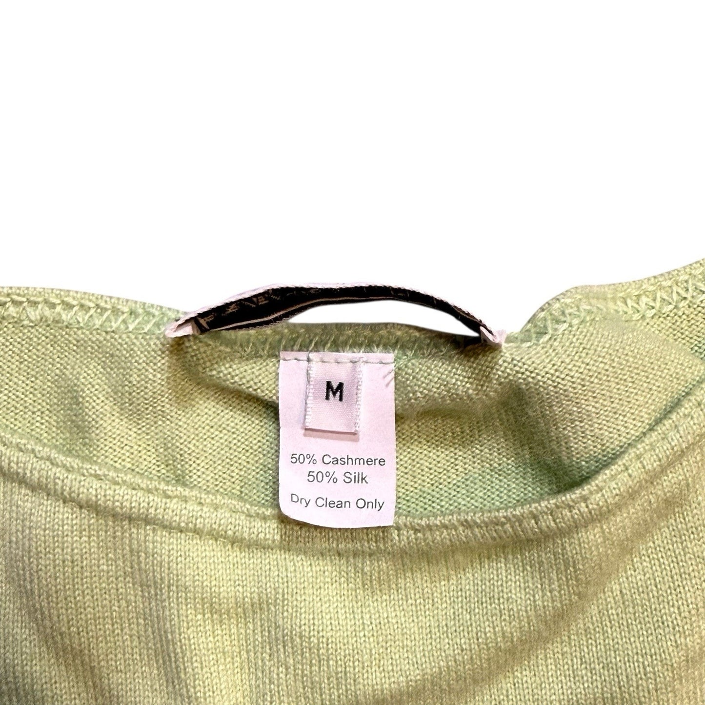 Rare Vintage French Rags Cashmere Silk Midi Dress Green Sleeveless USA Made Med Women's