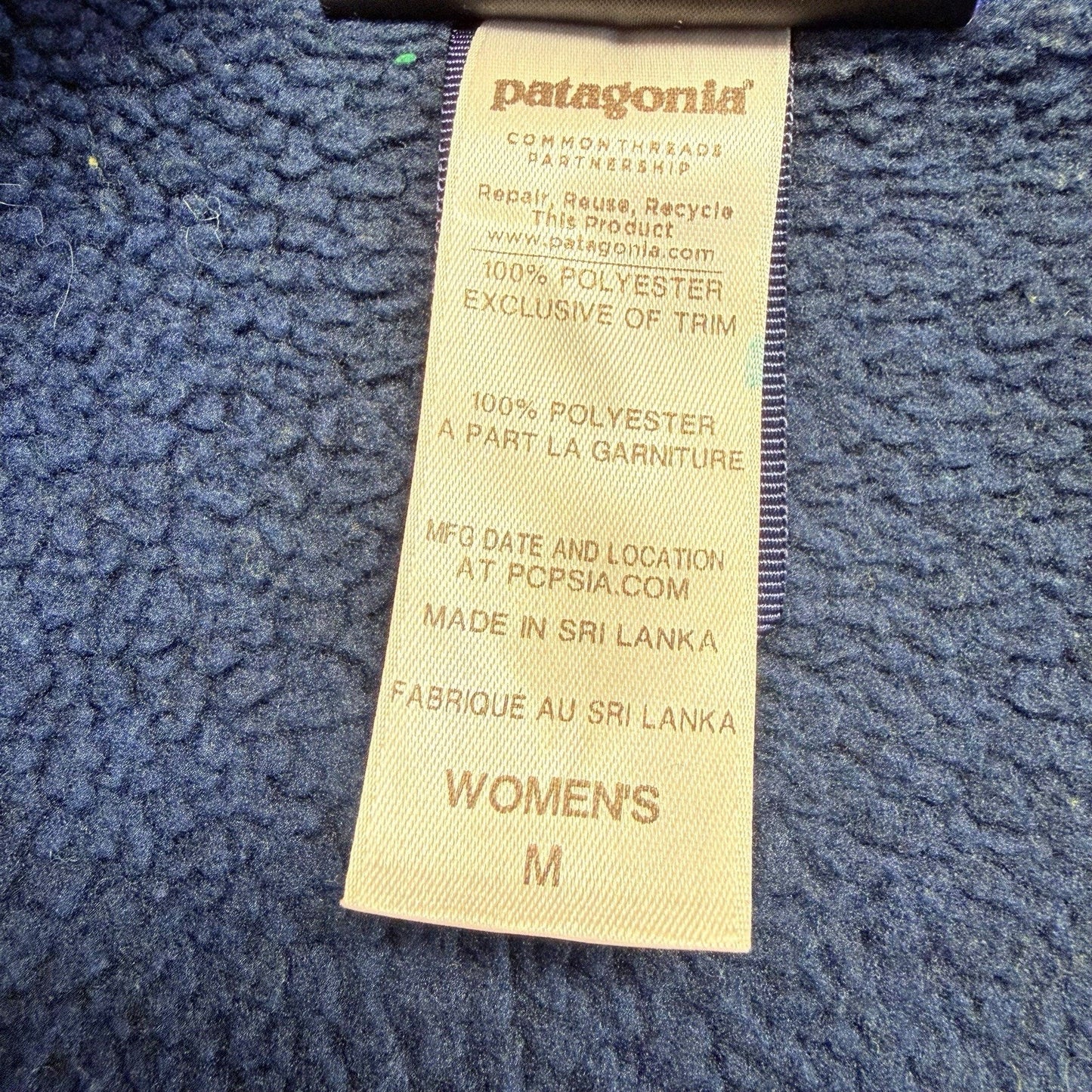Patagonia Blue Double Breasted Fleece Jacket Women's M Peacoat Style