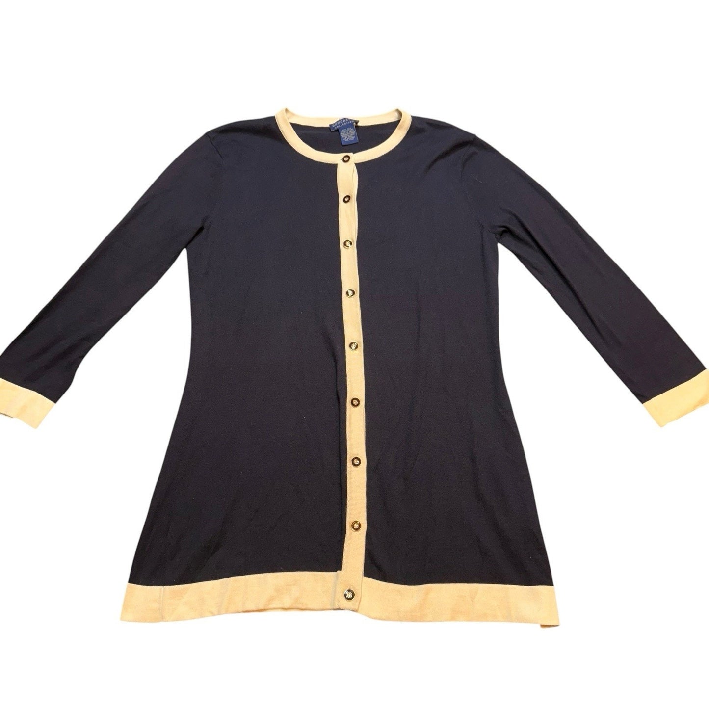 Doncaster Collection Women’s Black Cardigan & Tank Set Size Small Trim Gold Women's