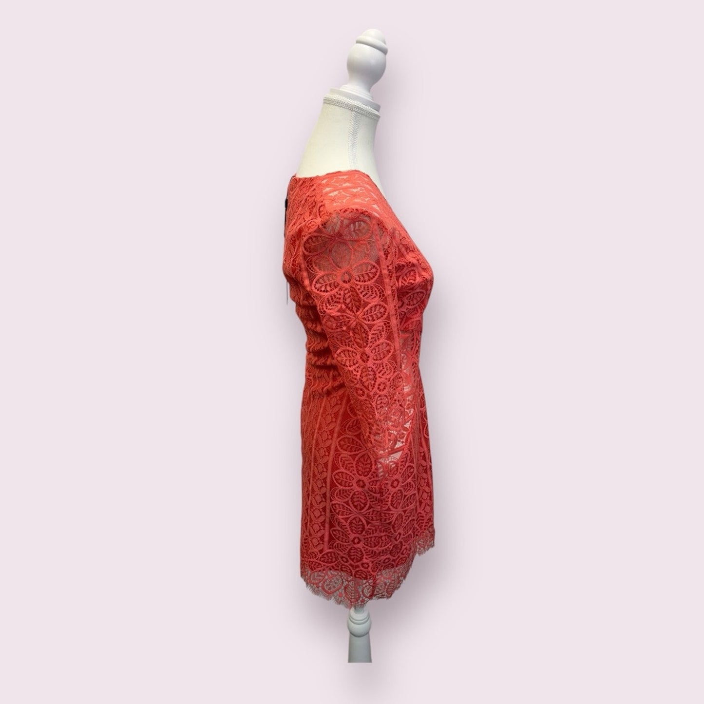 $246 For Love & Lemons Lyla Lace Coral Cocktail Dress Size Small NWT Women's