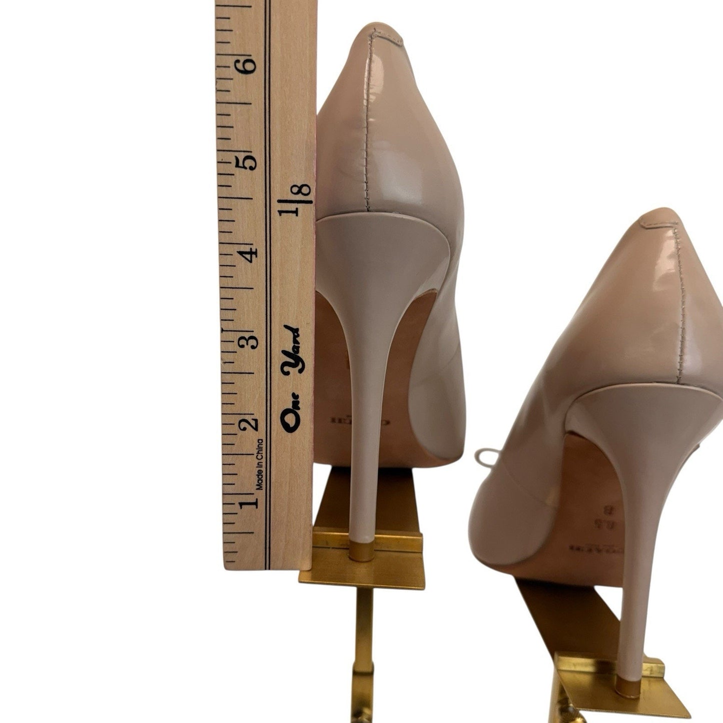 Women's Coach Hallie Patent Pump 8.5B Grey Birch Bow Heels NIB Luxury Shoes