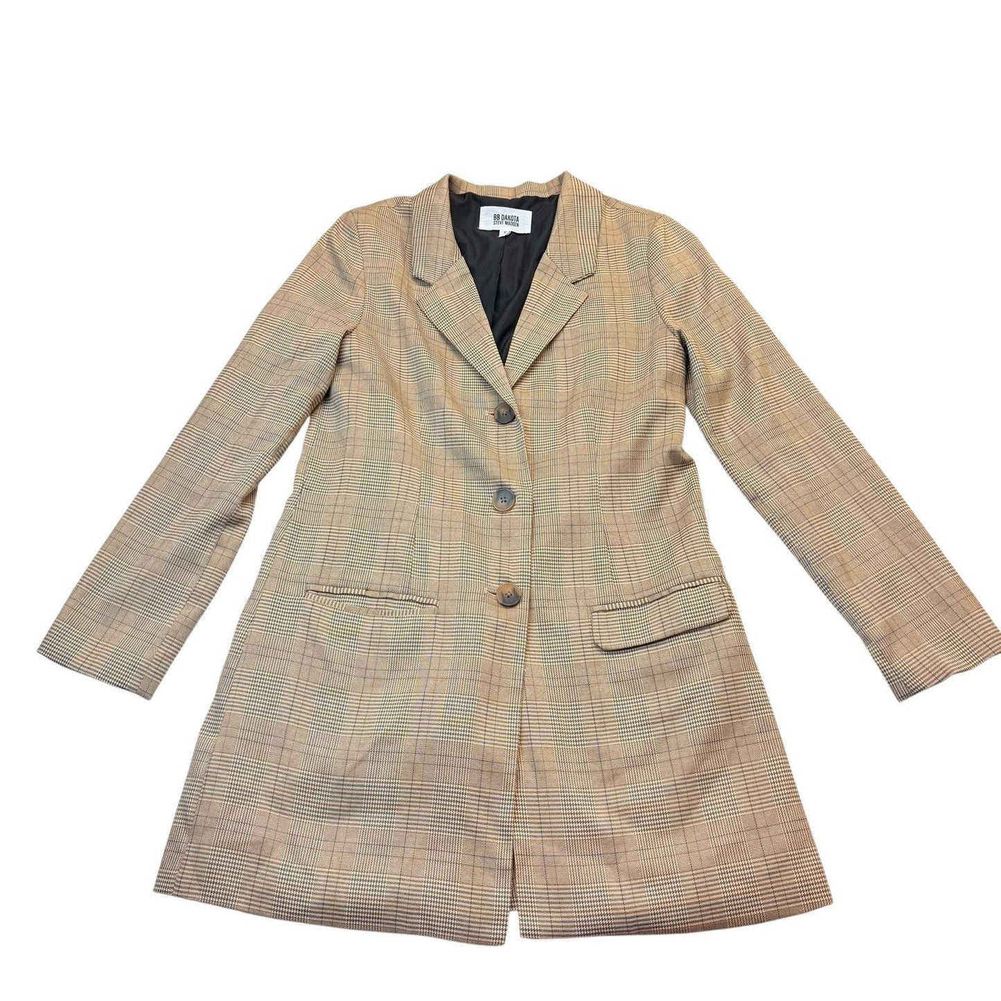BB Dakota Steve Madden Plaid Coat Small Long Blazer Jacket Women's