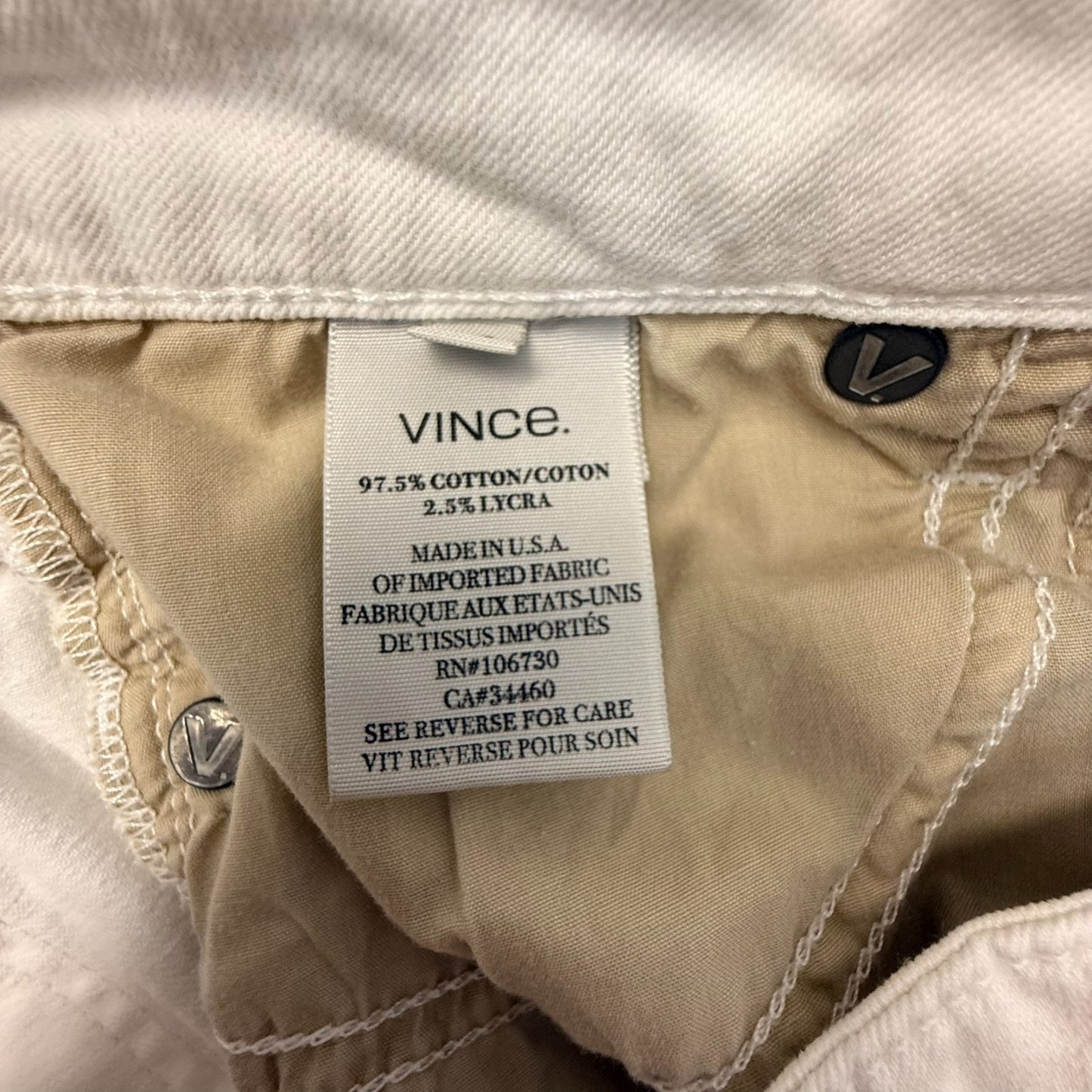 Vince Women's Skinny Jeans Size 28 Cream Ivory Stretch Denim Ankle Zip