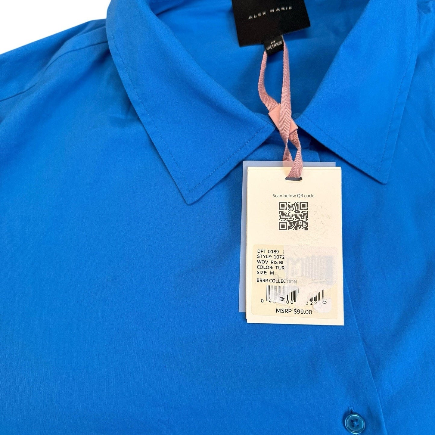 Alex Marie Blue Button Front Shirt Women’s Medium Long Sleeve Classic Fit Blouse