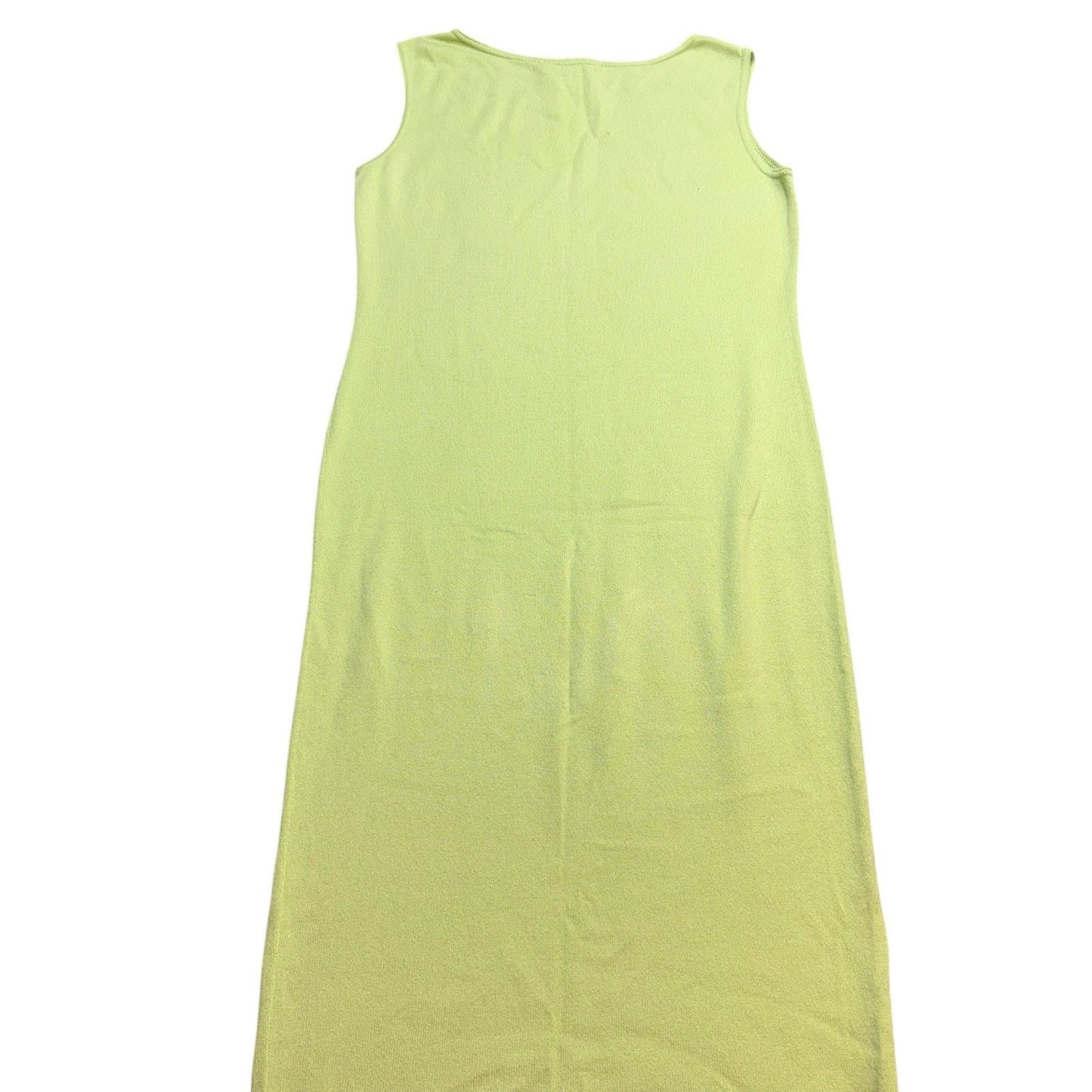 Rare Vintage French Rags Cashmere Silk Midi Dress Green Sleeveless USA Made Med Women's