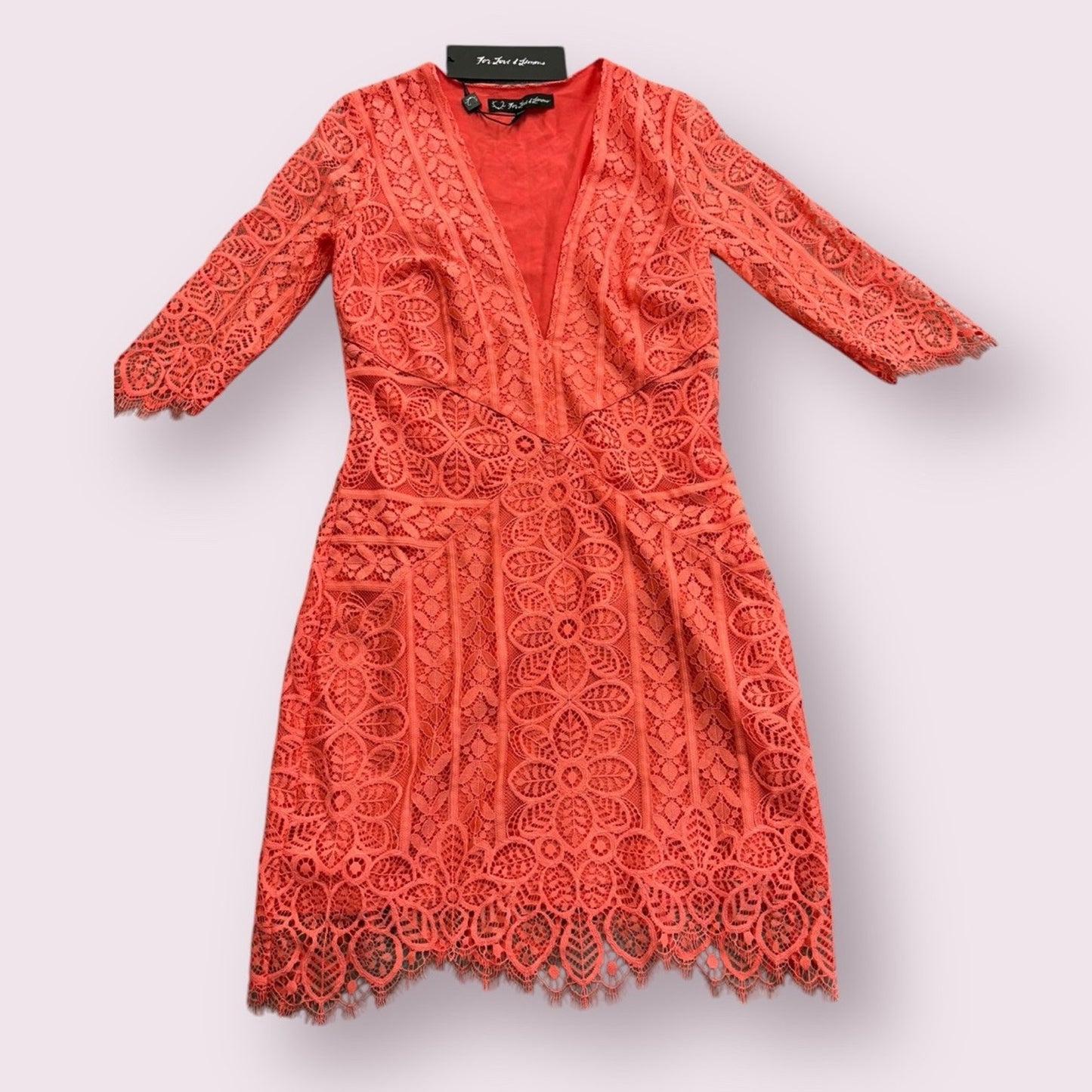 $246 For Love & Lemons Lyla Lace Coral Cocktail Dress Size Small NWT Women's
